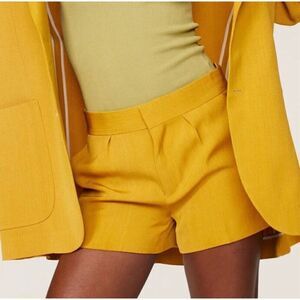 PETAR PETROV Shorts Womens 44 US 12 Garris Tailored Viscose Silk Mustard Yellow